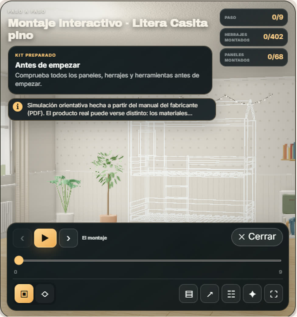 El montaje 3D abierto desde la galería de la ficha de producto